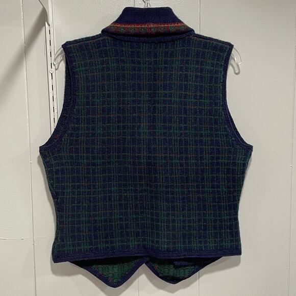 Vintage 90s Susan Bristol Shetland Wool Knit Sweater Vest Large Indie Preppy - Picture 3 of 7